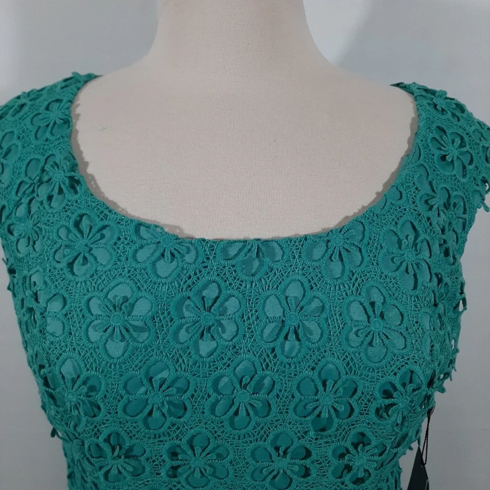 NWT Adriana Papell lace overlay turquoise blue dress 10 - Picture 3 of 15